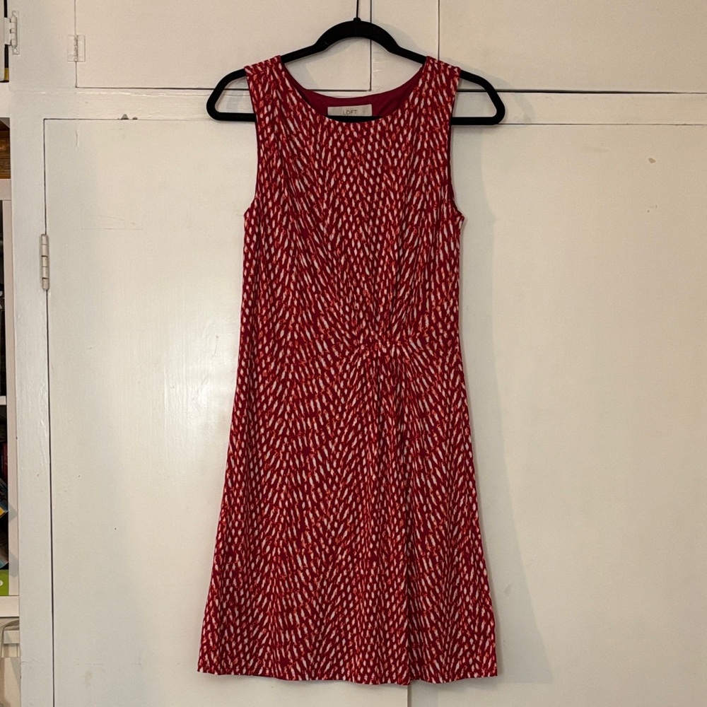 Red & Pink Patterned Sleeveless Dress